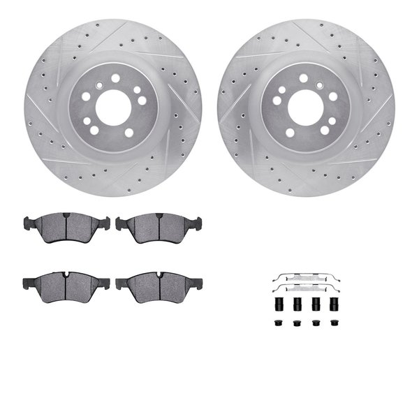 Dynamic Friction Co 7312-63111, Rotors-Drilled, Slotted-SLV w/3000 Series Ceramic Brake Pads incl. Hardware, Zinc Coat 7312-63111
